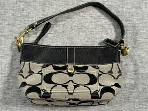 Vintage Coach Signature Baguette Shoulder Bag Womens Grey Black L0771-11688